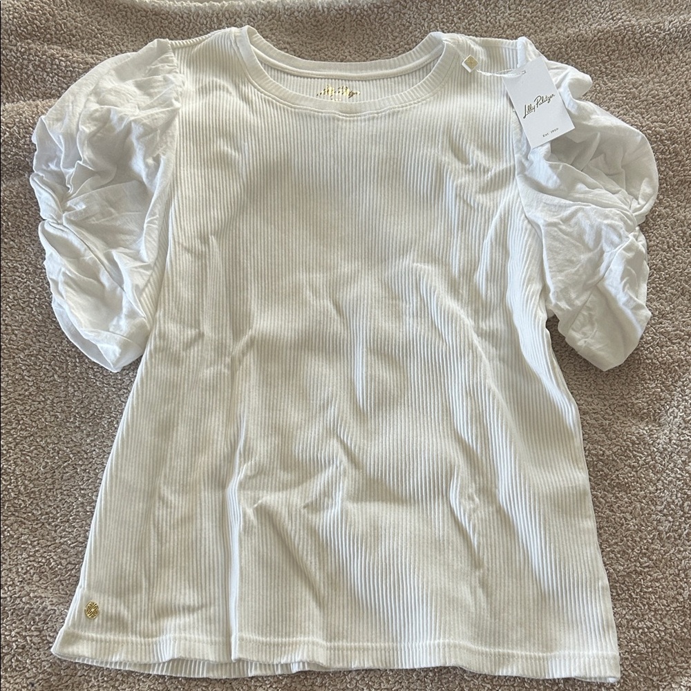 Lilly Pulitzer White Puff Sleeve Top